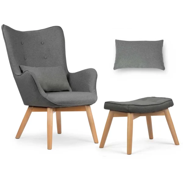 Крісло Sofatel Norse сіре з підніжкою