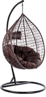 Підвісне садове крісло-кокон GT-Sport коричневе з коричневою подушкою - Зображення 2