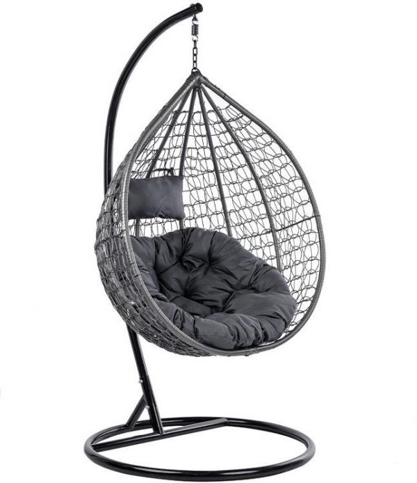 Підвісне садове крісло кокон сірий Velaco ITAKA-GR-OKR-GR сіра подушка-Вишуканий комфорт та стиль
