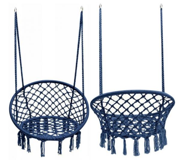 Плетена Садова Гойдалка Підвісна FUNFIT Синя - Стильний Відпочинок на Свіжому Повітрі