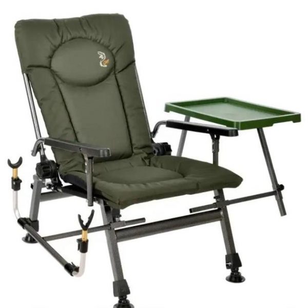 Крісло Рибальське Коропове Складне зі Столиком і Тримачем Вудки М-Elektrostatyk F5R ST/P - Ідеальне для Риболовлі