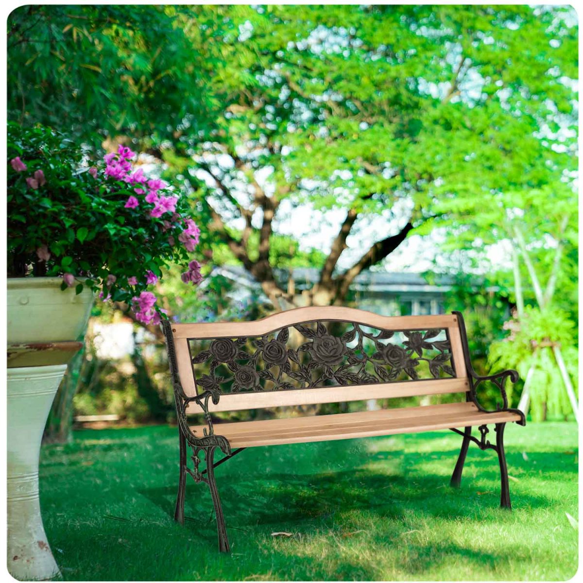 Паркова лавка з підлокітниками 123,5 x 74 x 48 см Gardi Rose Sofotel - Романтика у вашому саду - Зображення 10