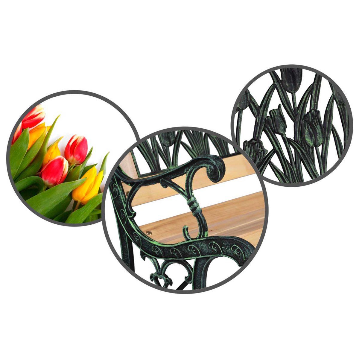 Лавка паркова з підлокітниками 123,5 x 74 x 48 см Gardi Tulip Sofotel - Гармонія кольору та форми - Зображення 3