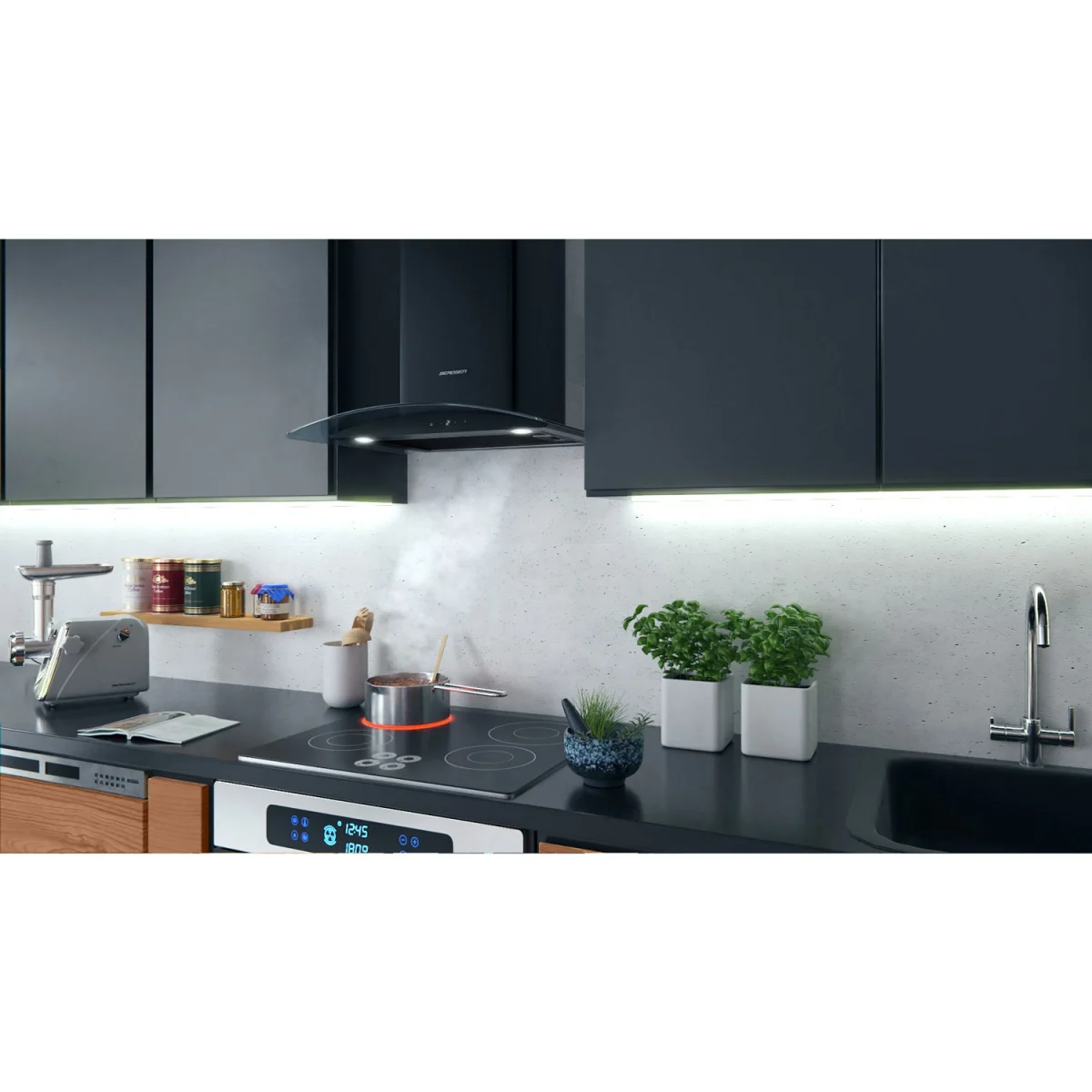 Витяжка кухонна 60 см Black Berdsen BT-216 - Зображення 8