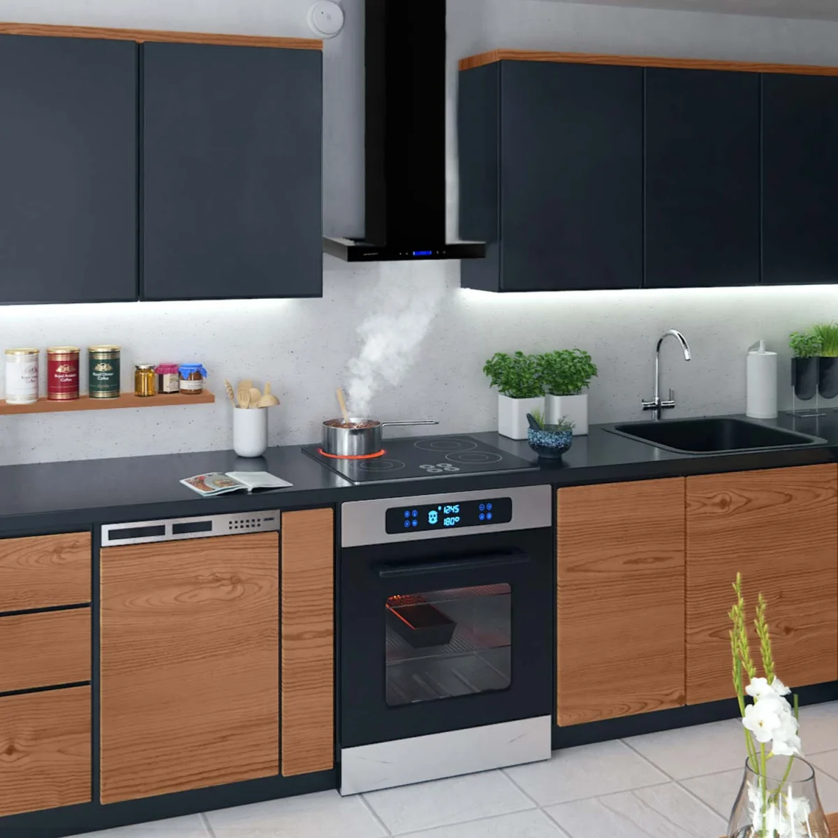 Витяжка кухонна 60 см чорна Berdsen BE-60E - Зображення 8