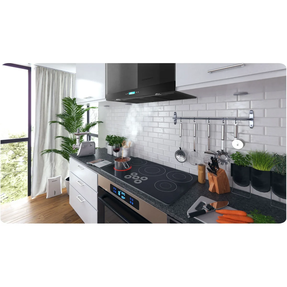 Витяжка кухонна 90 см Black Berdsen BE-90S - Зображення 9