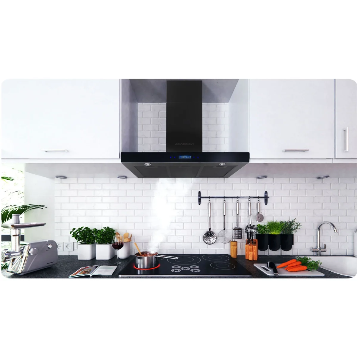Витяжка кухонна 90 см Black Berdsen BE-90S - Зображення 10
