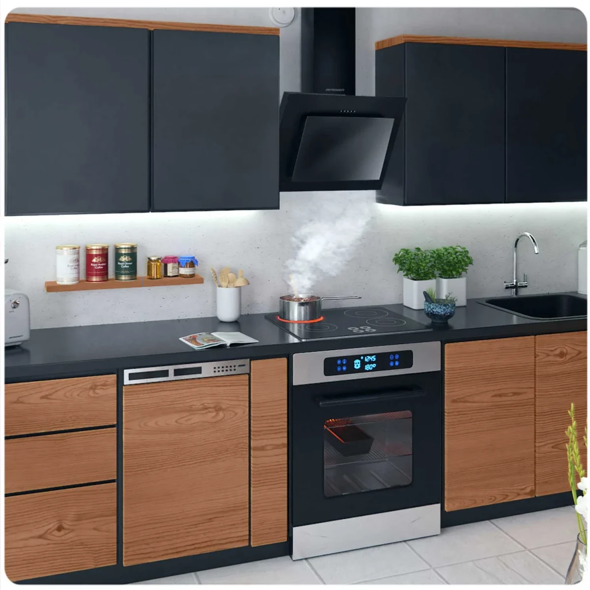 Камінна витяжка кухонна 60 см Berdsen BT-215 чорна - Зображення 4