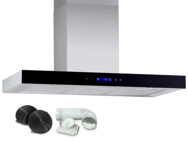 Камінна кухонна витяжка Berdsen BN-KE3 INOX + скло