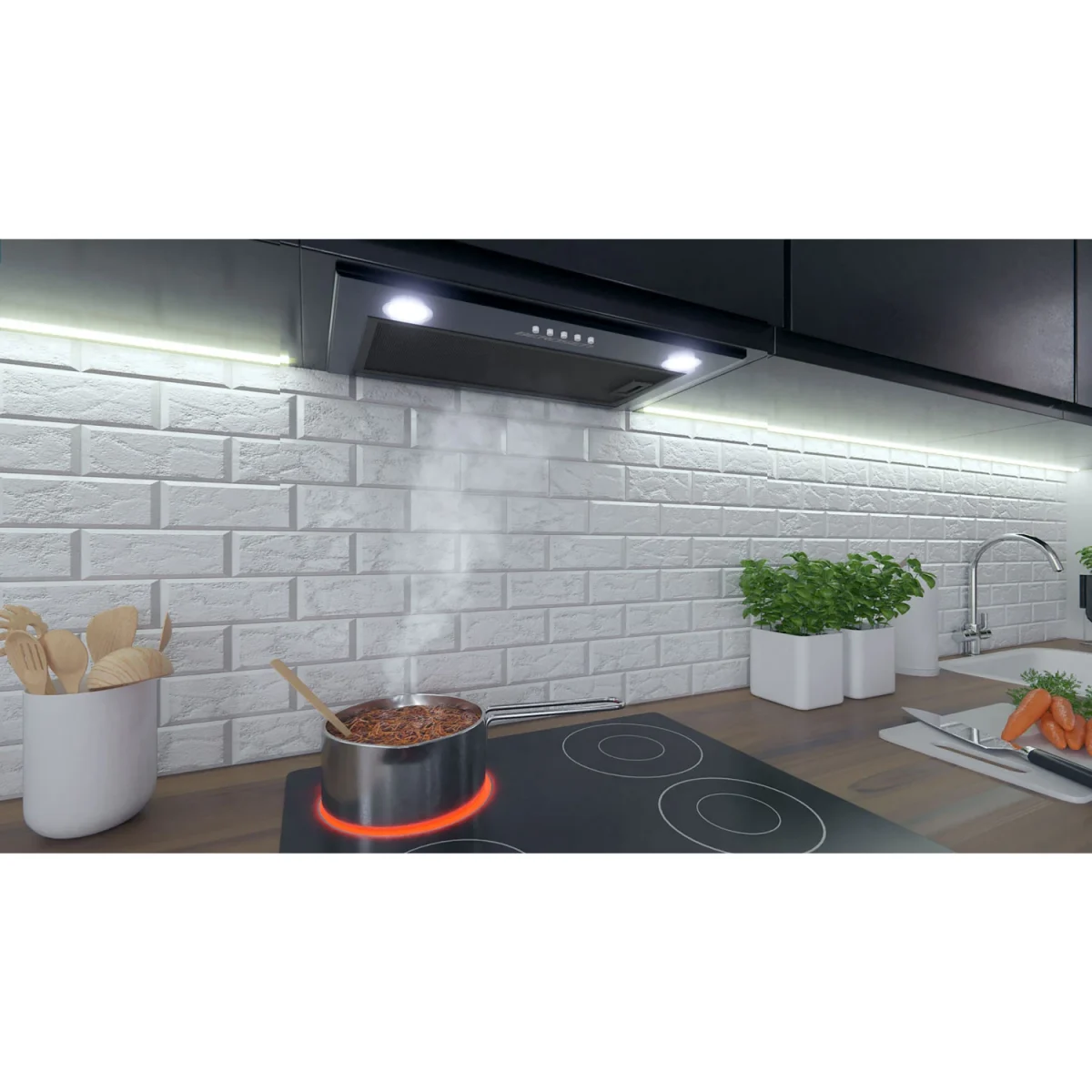 Витяжка кухонна під шафу 52 см чорна BE-50 - Зображення 4