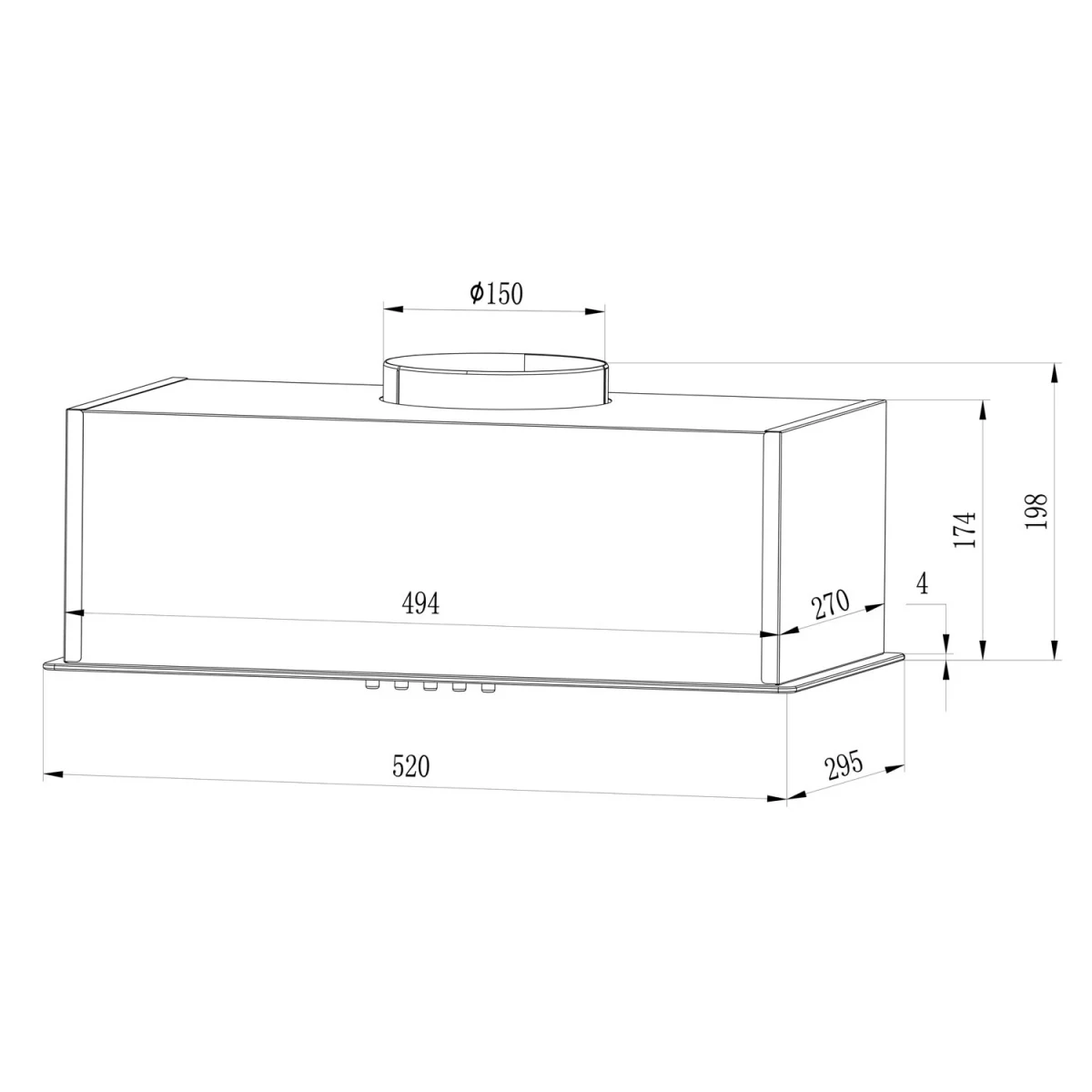 Витяжка кухонна під шафу 52 см чорна BT-236 - Зображення 6