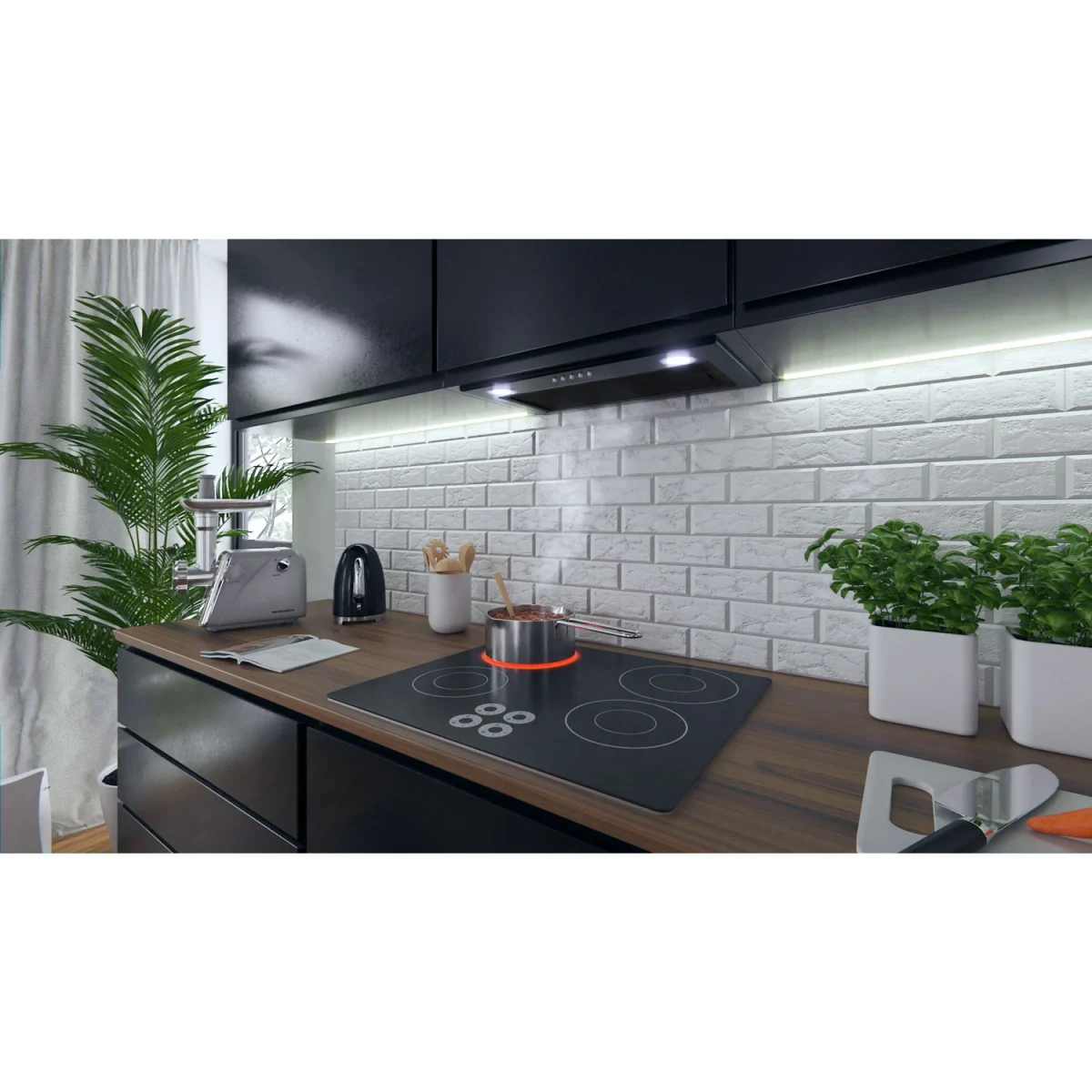 Витяжка кухонна під шафу 60 см чорна BE-50 - Зображення 4