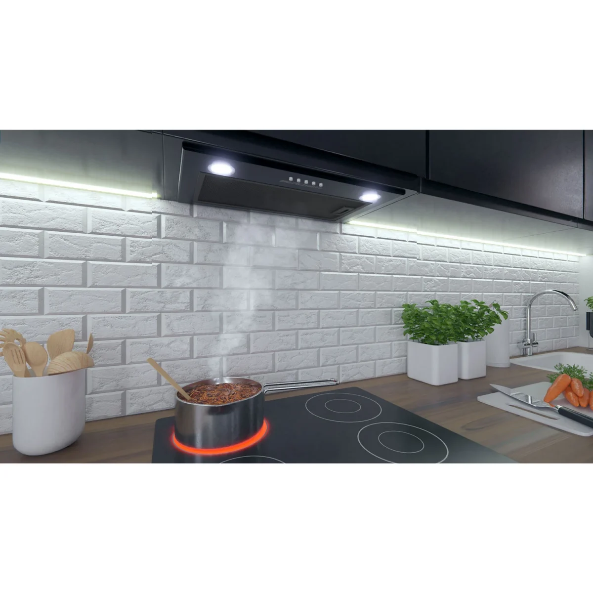 Витяжка кухонна під шафу 60 см чорна BE-50 - Зображення 6