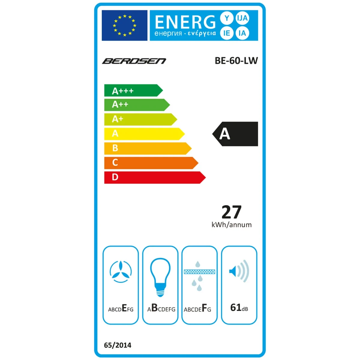 Витяжка підкорпусна кухонна - 60 см Berdsen BE-60-LW чорна - Зображення 10
