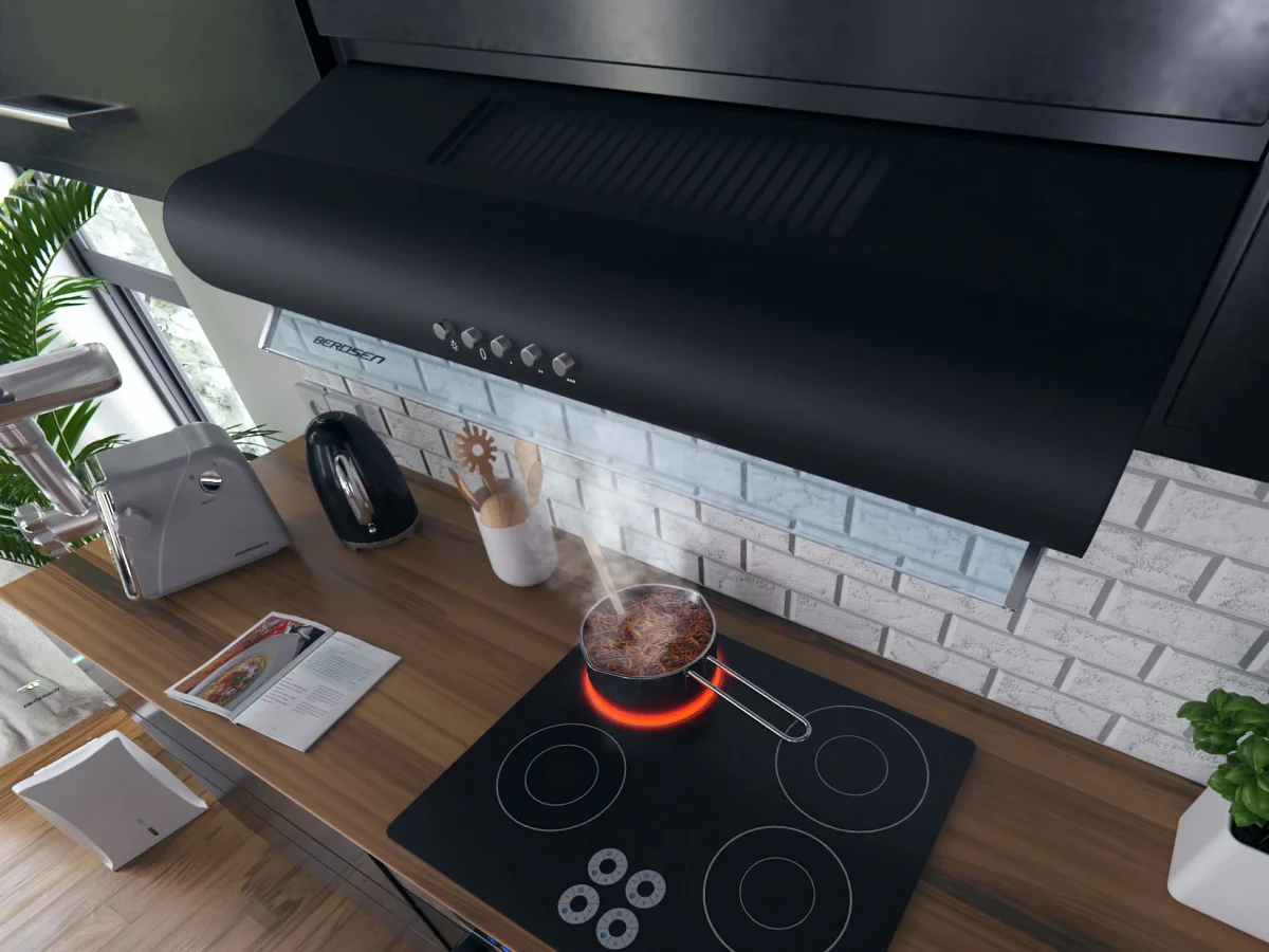 Витяжка підкорпусна кухонна - абсорбер 60см Berdsen BE-10-A чорна - Зображення 7