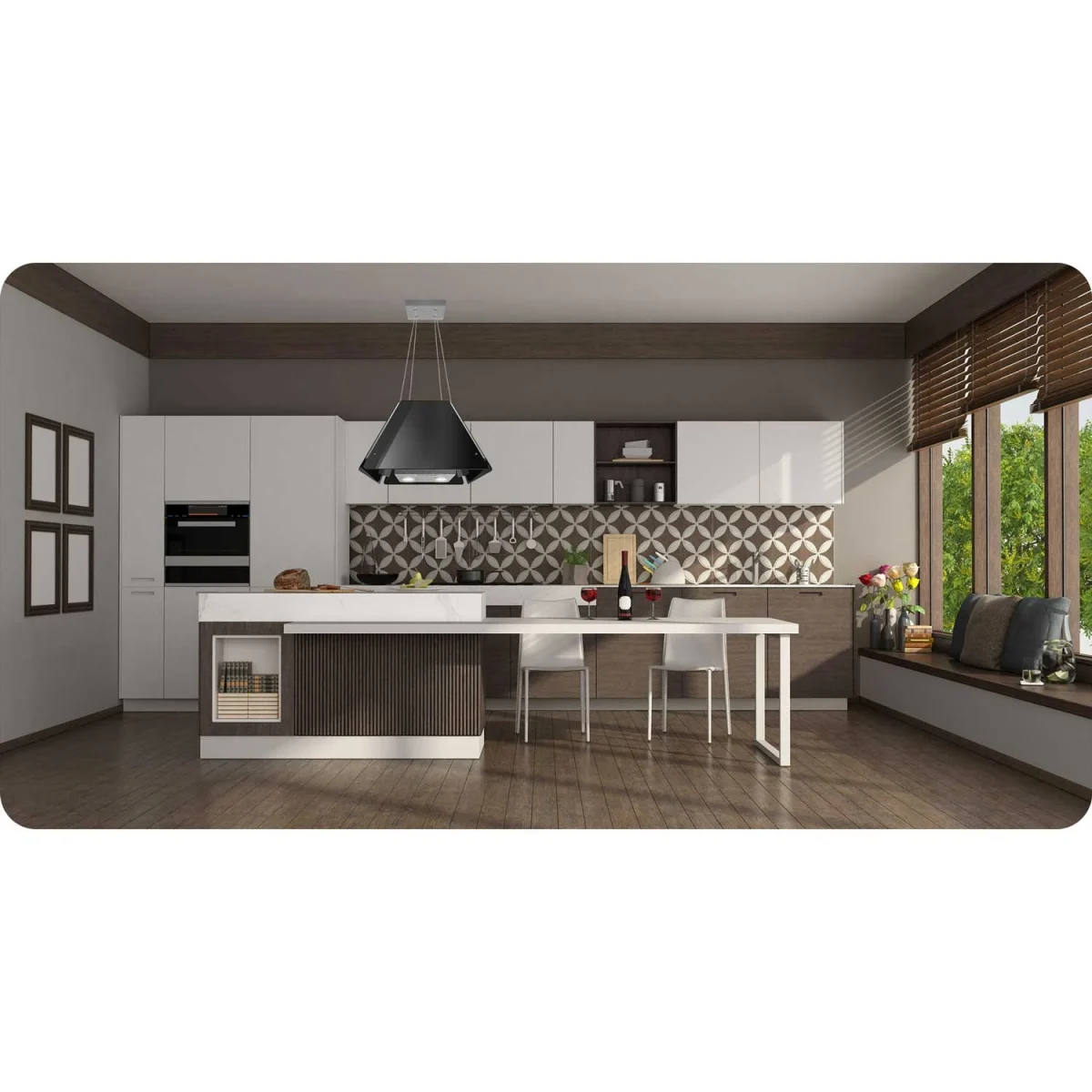 Витяжка кухонна підвісна скляна 60 см чорна BT-222 - Зображення 4