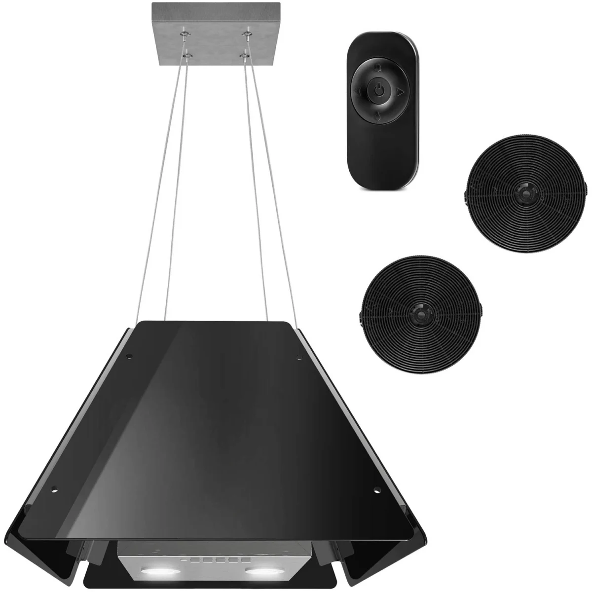 Витяжка кухонна підвісна скляна 60 см чорна BT-222 - Зображення 2