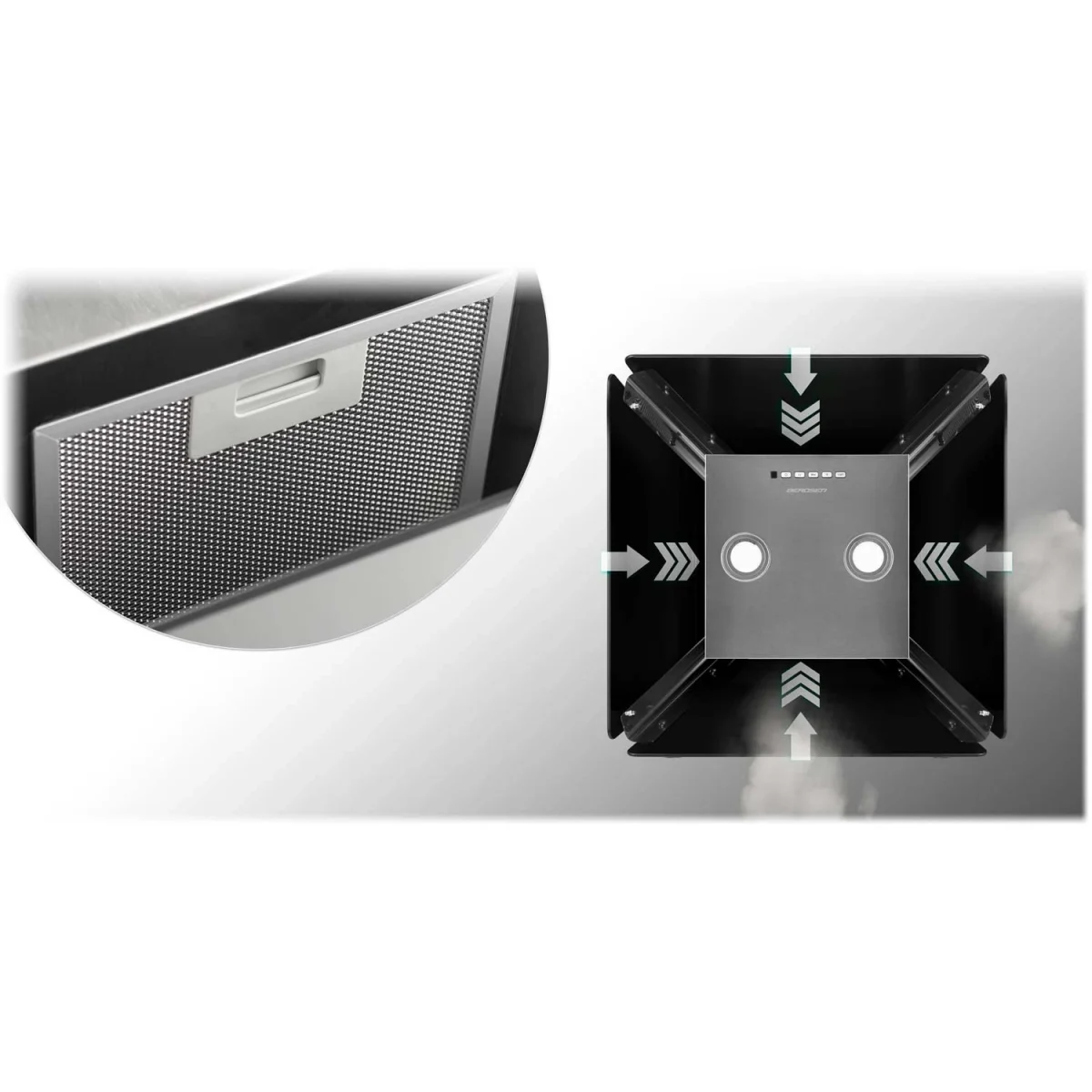 Витяжка кухонна підвісна скляна 60 см чорна BT-222 - Зображення 10