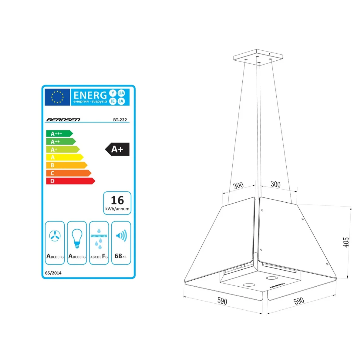Витяжка кухонна підвісна скляна 60 см чорна BT-222 - Зображення 11