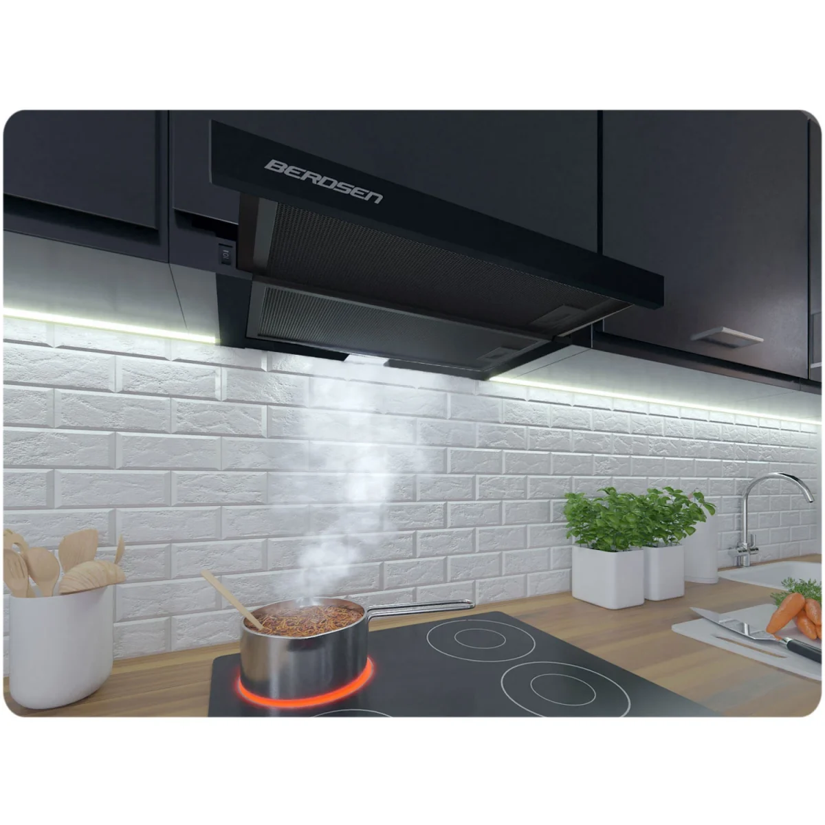 Витяжка кухонна телескопічна 50 см чорна BT-238 - Зображення 6