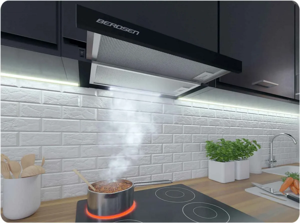 Телескопічна кухонна витяжка Berdsen BT-230, чорний матовий - Зображення 4