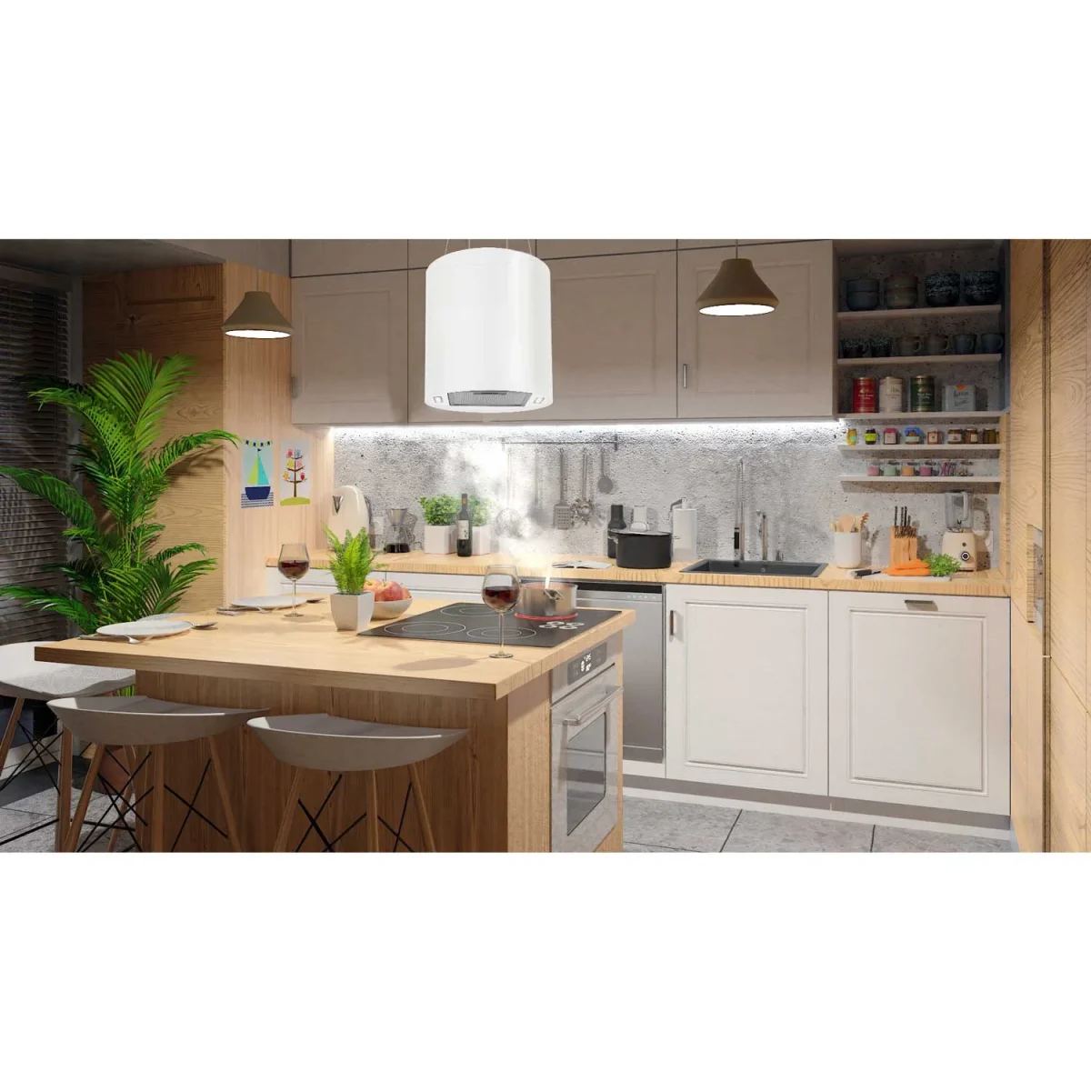 Витяжка кухонна підвісна 35 см біла BT-228 - Зображення 8