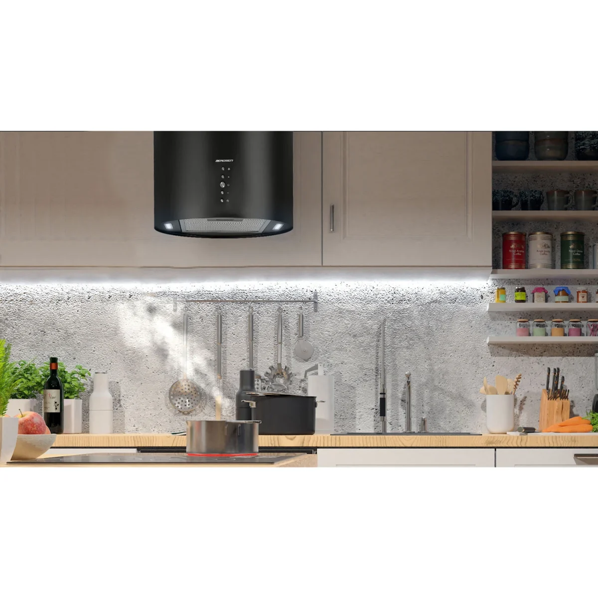 Витяжка кухонна острівна Berdsen 35 см, чорний BT-221 - Зображення 7