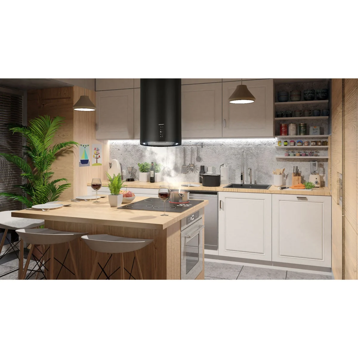 Витяжка кухонна острівна Berdsen 35 см, чорний BT-221 - Зображення 9