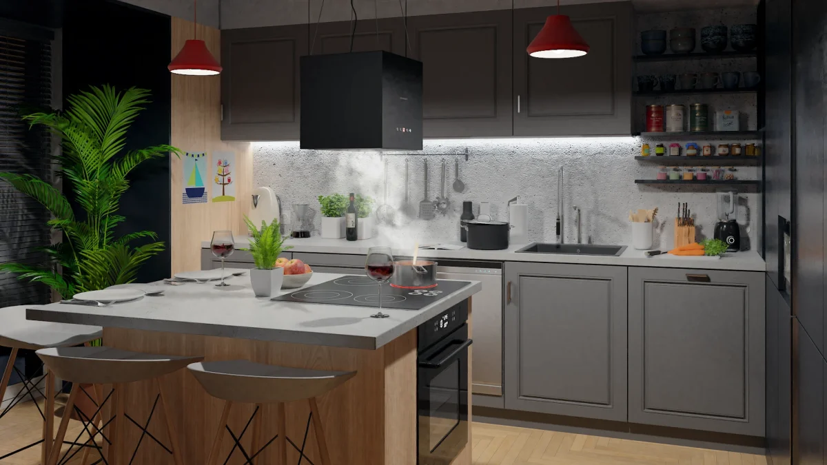 Острівна кухонна витяжка 40 см Berdsen 40E + 2 фільтра - Зображення 3