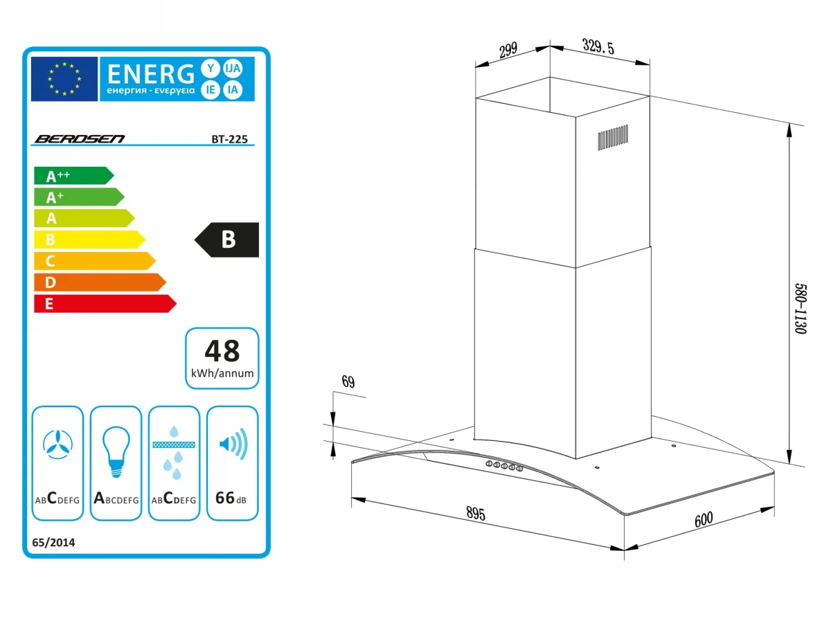 Острівна кухонна витяжка 90 см Berdsen BT-225 - Зображення 8
