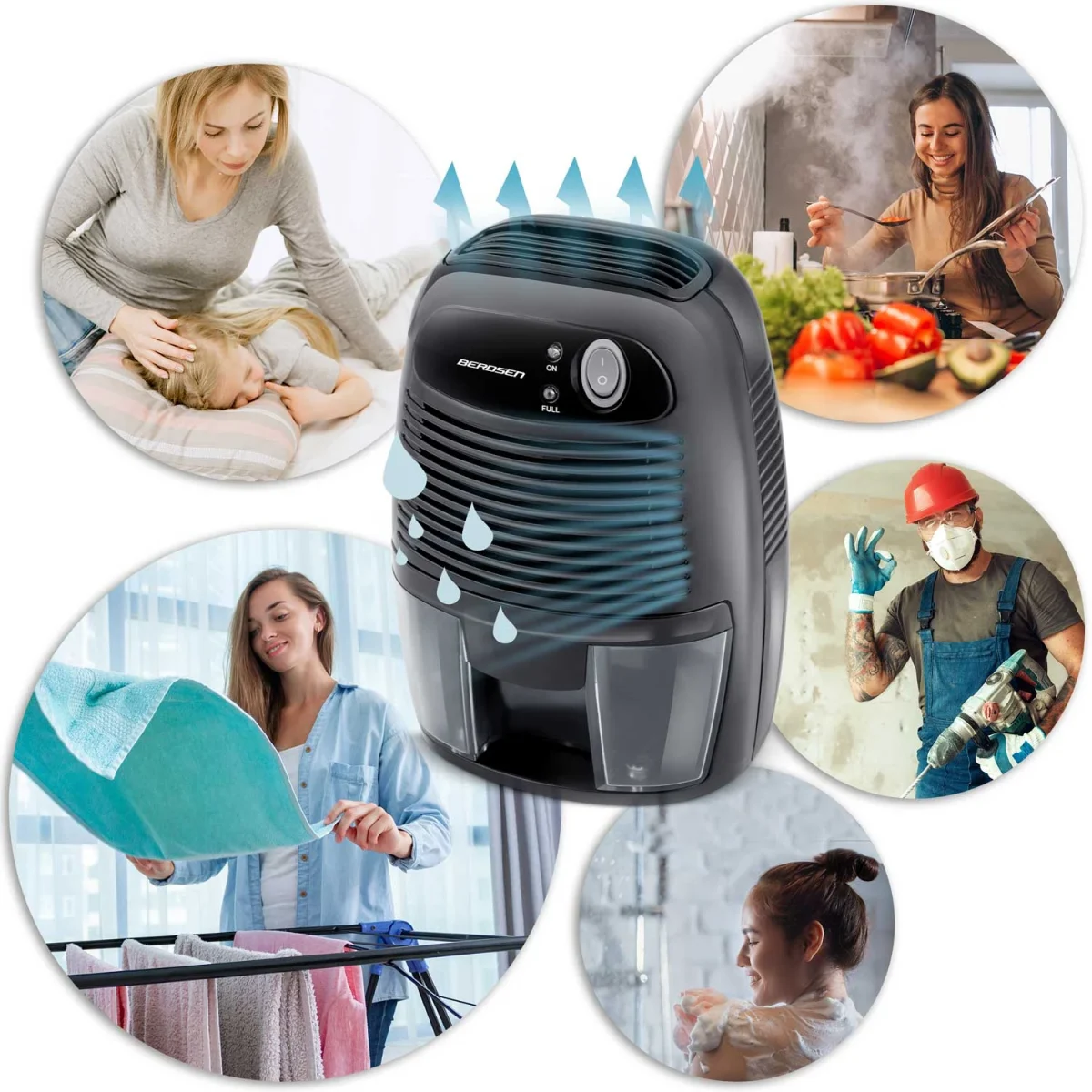 Осушувач повітря - поглинач вологи з автомобільним адаптером Berdsen BR-68B чорний - Зображення 10