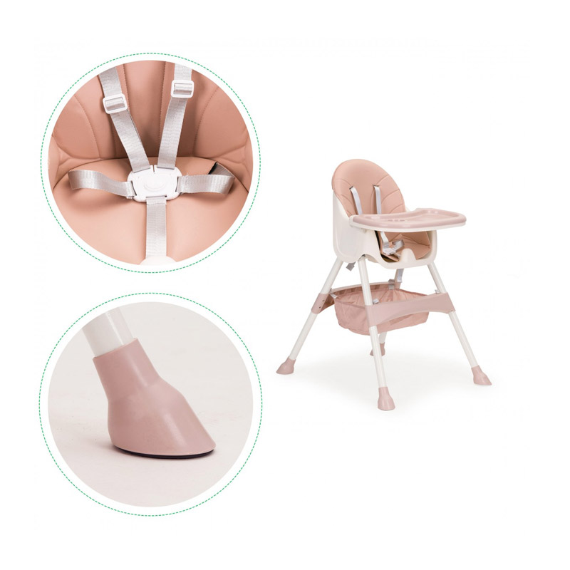 Стільчик для годування 2 в 1 з 5-точковими ременями ECOTOYS HC-823 рожевий — зручність і безпека для малюка - Зображення 4
