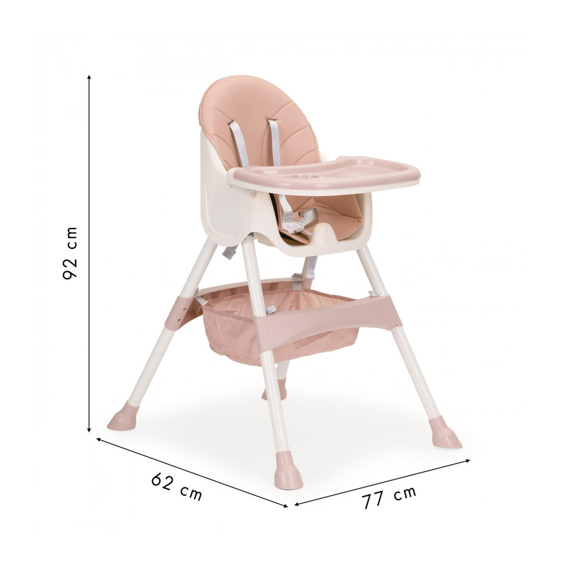 Стільчик для годування 2 в 1 з 5-точковими ременями ECOTOYS HC-823 рожевий — зручність і безпека для малюка - Зображення 6