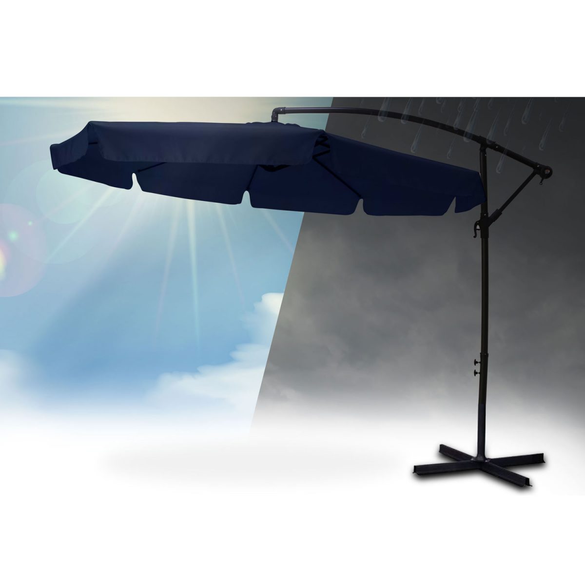Складаний садовий парасоль 6 сегментів синій 350 см - Захист від сонця та дощу - Зображення 4
