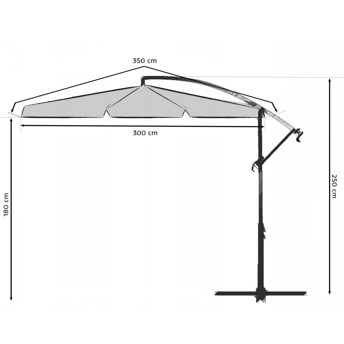 Складаний садовий парасоль з 6 сегментів, сірий, 350 см - Надійний захист від сонця - Зображення 9