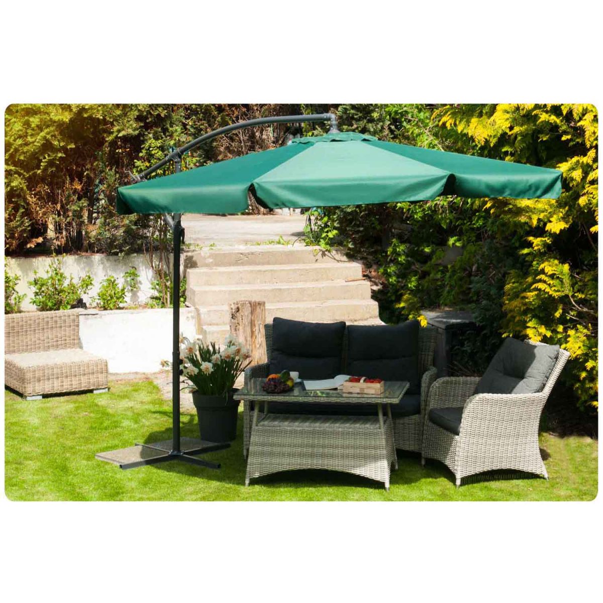 Складаний садовий парасоль 6 сегментів зелений 350 см - Сучасний дизайн та комфорт - Зображення 4