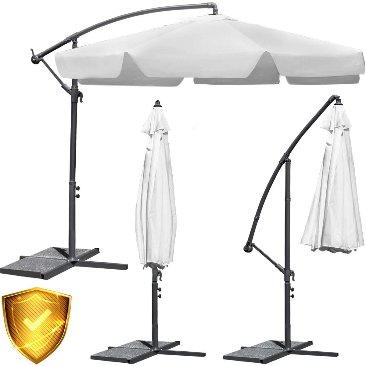 Складаний садовий парасоль з 6 сегментів, сірий, 350 см - Надійний захист від сонця - Зображення 2