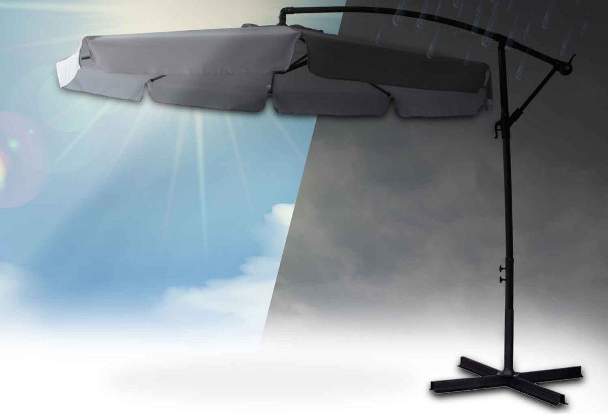 Складаний садовий парасоль 8 сегментів сірий 350 см - Надійний захист від сонця - Зображення 9