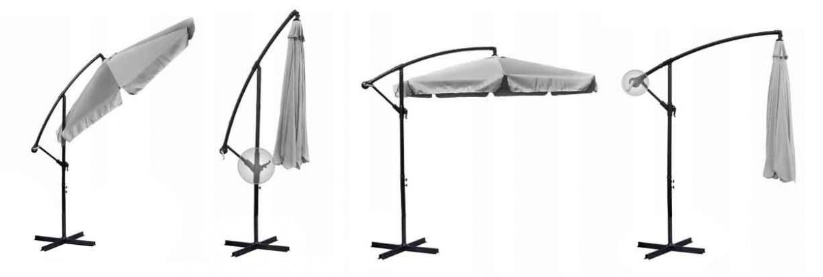 Складаний садовий парасоль 8 сегментів сірий 350 см - Надійний захист від сонця - Зображення 10