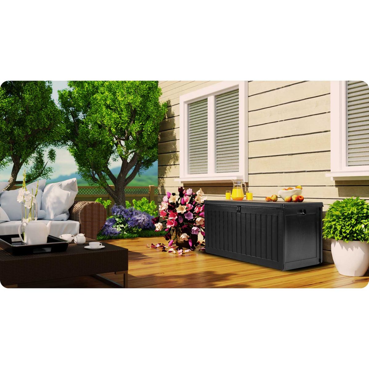 Садова скриня 109 x 51 x 55 см 270 л чорна - Для зберігання інструментів - Зображення 14