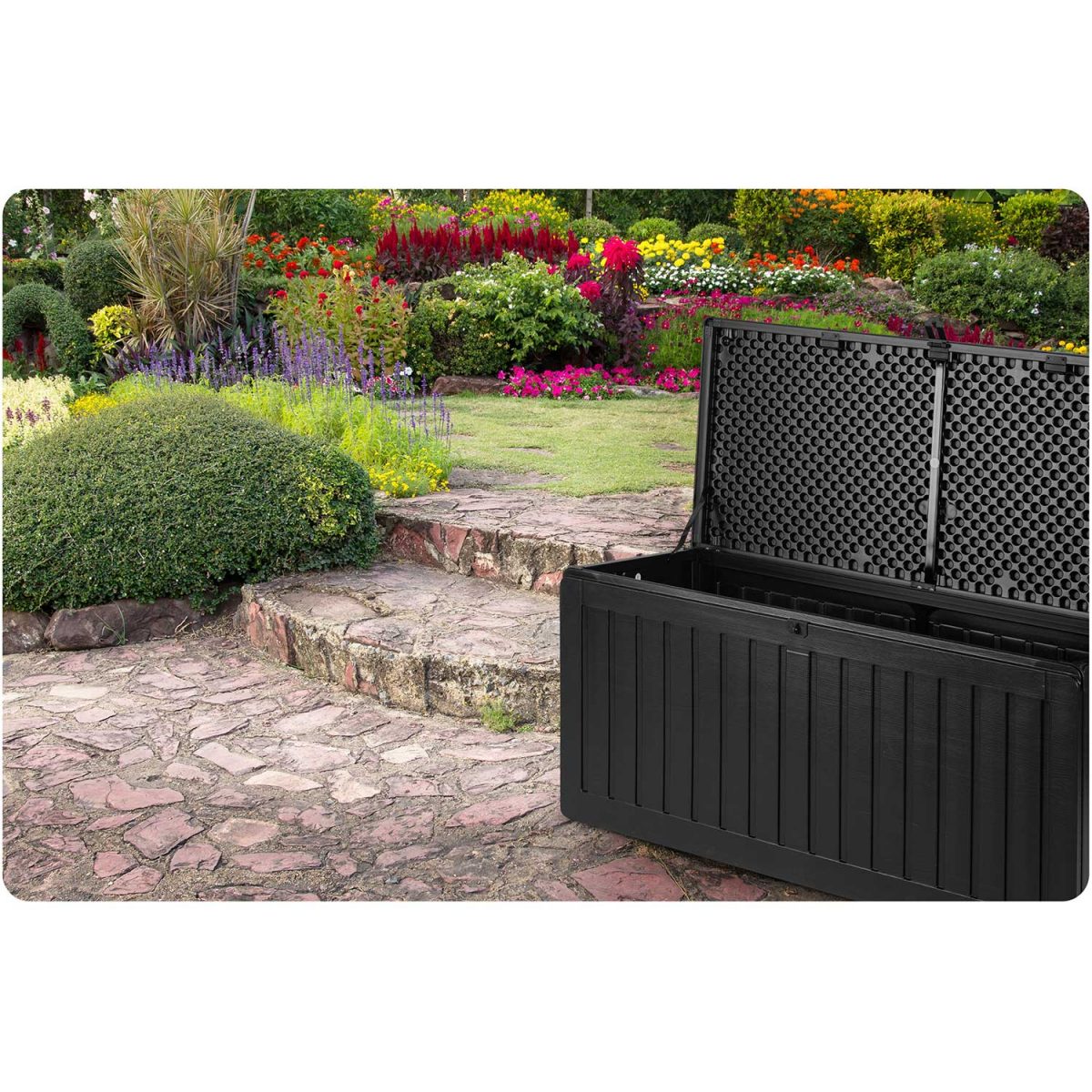 Садова скриня 109 x 51 x 55 см 270 л чорна - Для зберігання інструментів - Зображення 9
