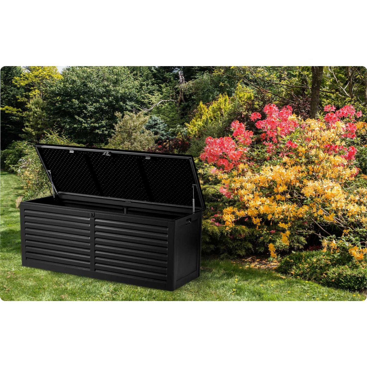 Садова скриня 143,5 x 57 x 53,5 см 390 л чорна - Практичне зберігання на вулиці - Зображення 12