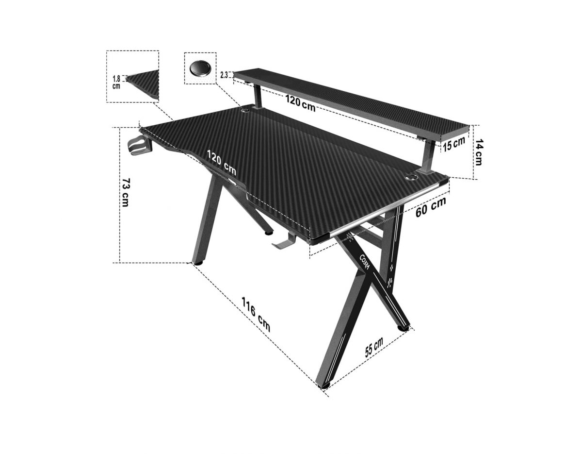 Геймерський стіл CRF4010RGB Чорний – стиль та RGB підсвітка - Зображення 3