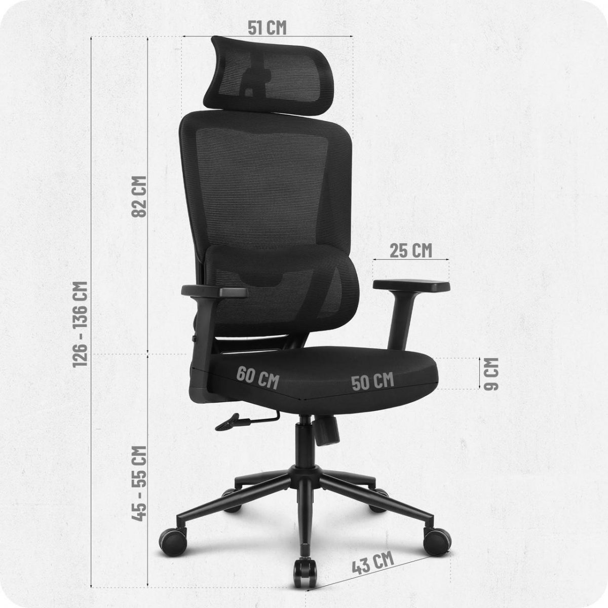 CABRO C506 тканинне офісне крісло чорна тканина зручність та стиль у чорній тканині для роботи та комфорту - Зображення 9
