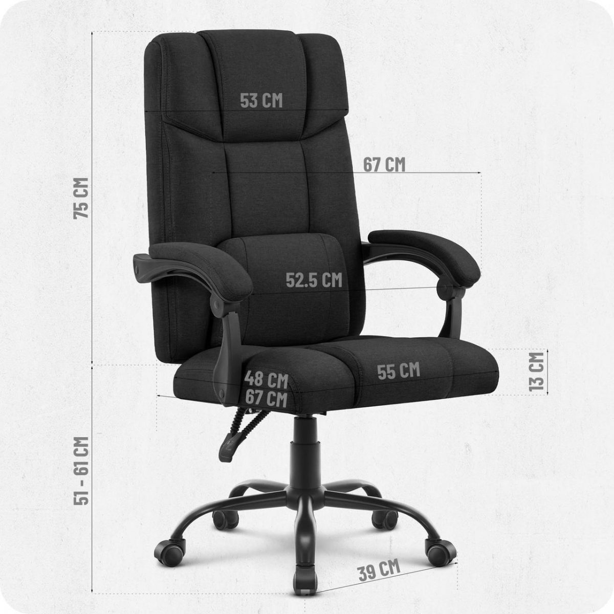 Поворотне крісло Cabro чорне C505 стиль та комфорт для роботи та відпочинку - Зображення 8