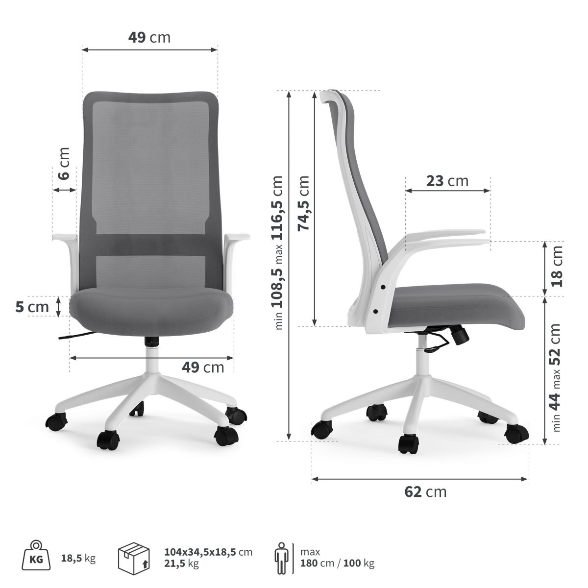 Офісне крісло SENSE7 JUNO сіре – ідеальне поєднання комфорту та елегантності для вашого робочого місця - Зображення 7