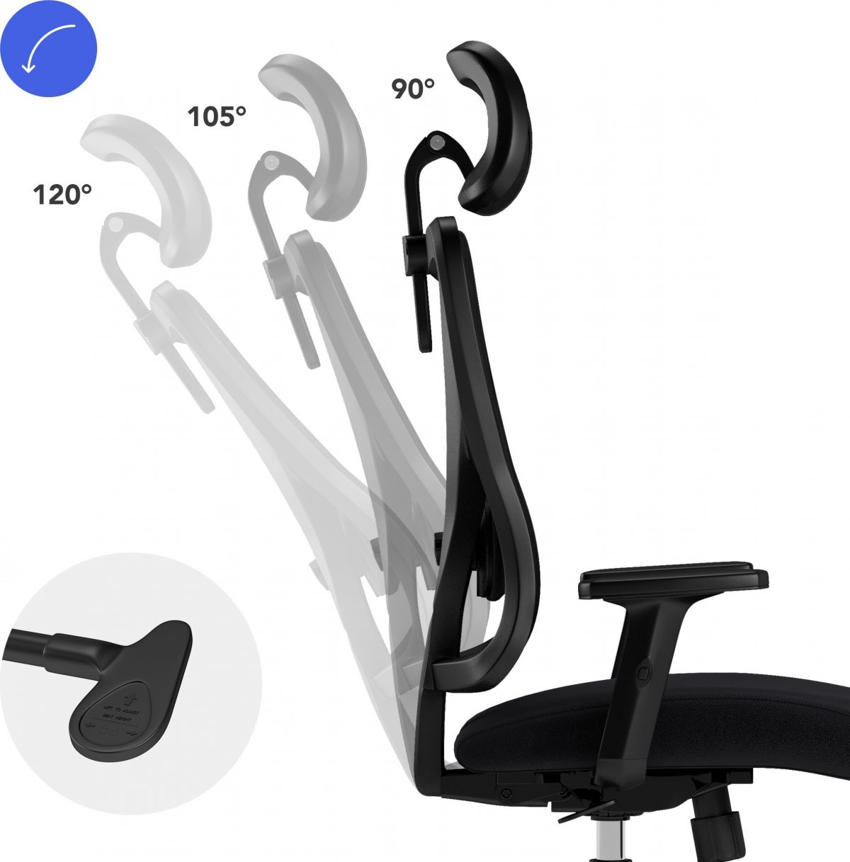 Поворотне крісло Sense7 Tone чорне: Елегантний дизайн та максимальний комфорт для вашого інтер'єру - Зображення 5