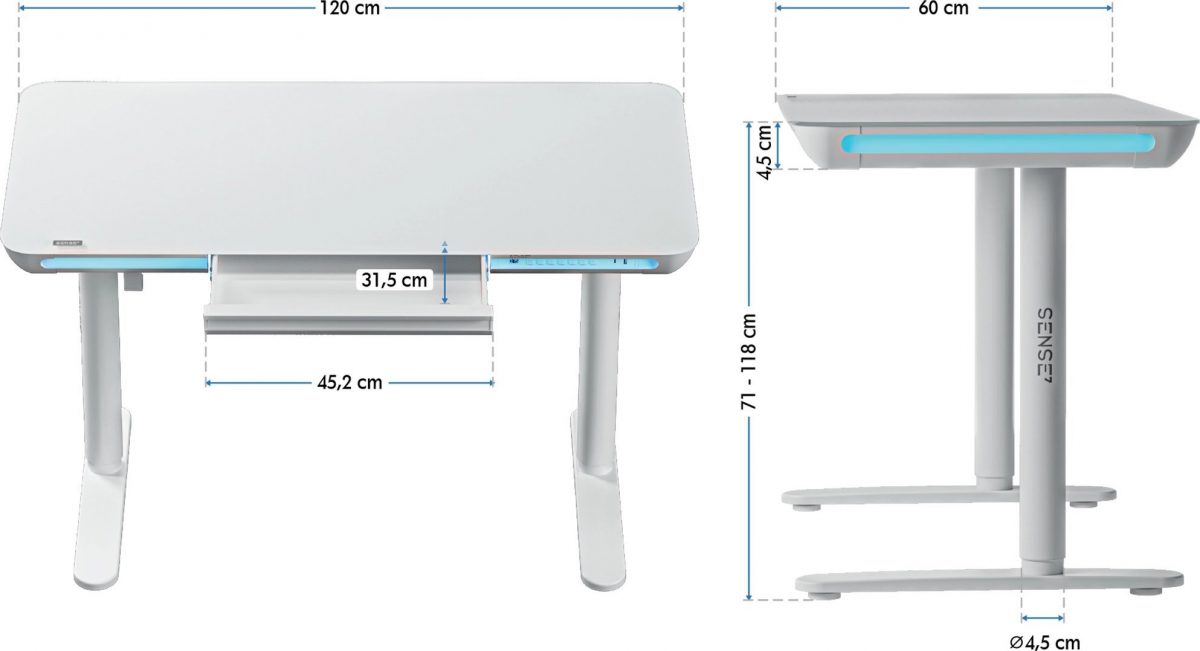 Електричний ігровий стіл SENSE7 Nomo: Білий для сучасних геймерів - Зображення 5