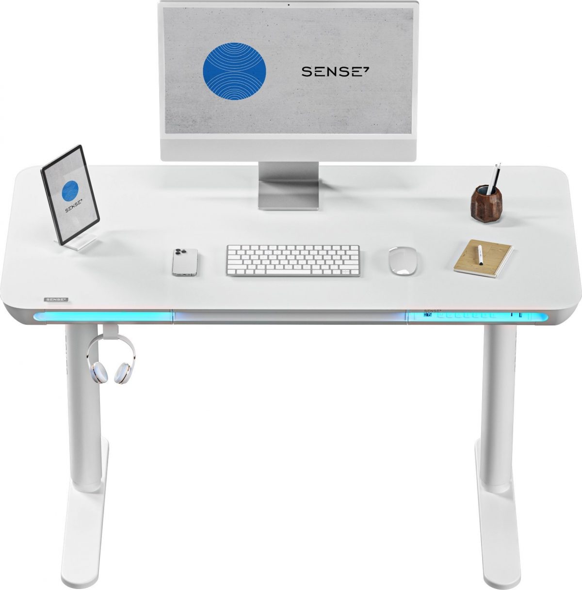 Електричний ігровий стіл SENSE7 Nomo: Білий для сучасних геймерів - Зображення 6