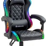 Комфортне чорне геймерське крісло Defender Energy з екошкіри